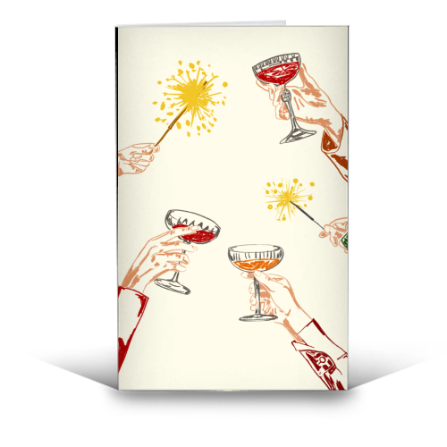 Vintage Holidays Cocktail Cheers Illustration - funny greeting card by EZbie