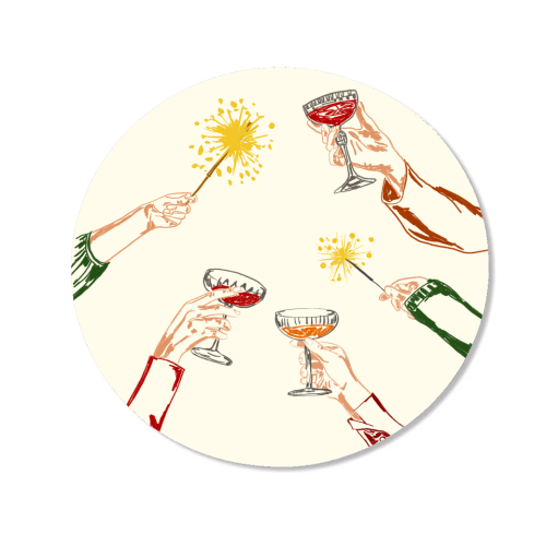 Vintage Holidays Cocktail Cheers Illustration - Magnet by EZbie