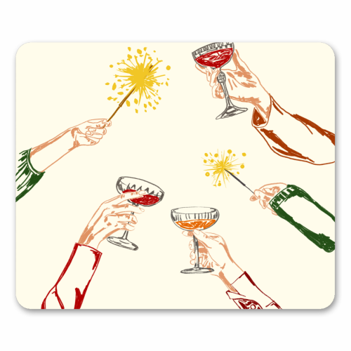 Vintage Holidays Cocktail Cheers Illustration - mouse mat by EZbie