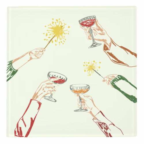 Vintage Holidays Cocktail Cheers Illustration - personalised beer coaster by EZbie
