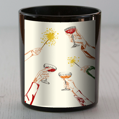 Vintage Holidays Cocktail Cheers Illustration - scented candle by EZbie