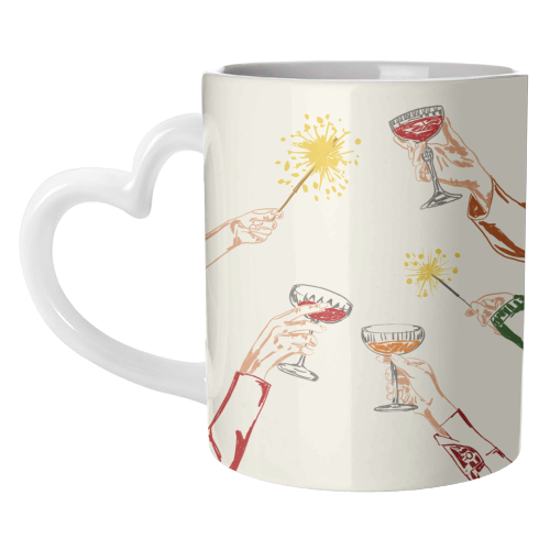 Vintage Holidays Cocktail Cheers Illustration - unique mug by EZbie