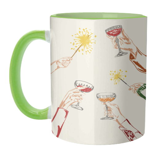 Vintage Holidays Cocktail Cheers Illustration - unique mug by EZbie