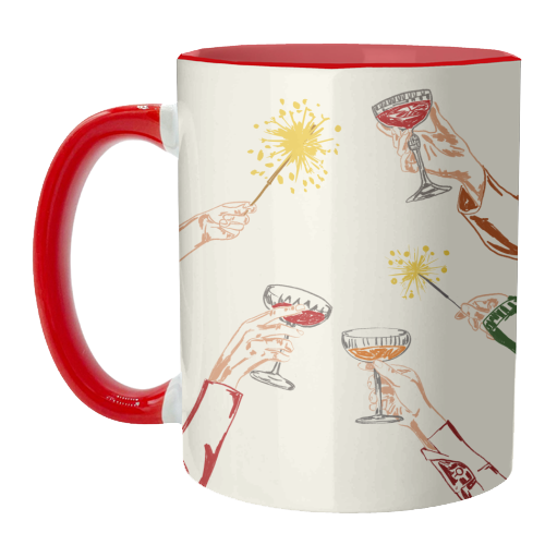 Vintage Holidays Cocktail Cheers Illustration - unique mug by EZbie