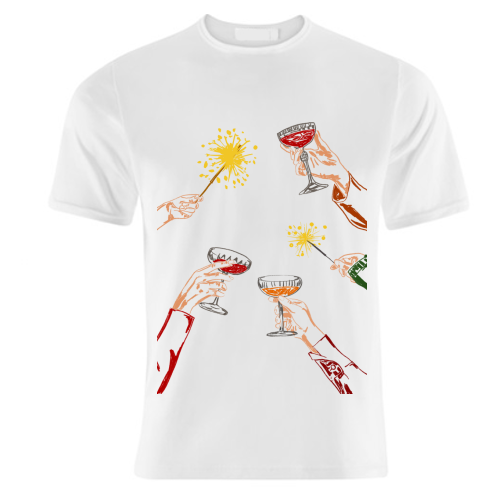 Vintage Holidays Cocktail Cheers Illustration - unique t shirt by EZbie