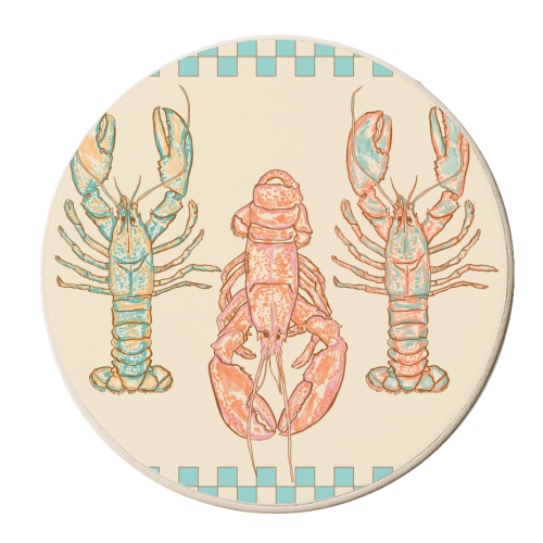VIntage Pastel Lobster Core - personalised beer coaster by EZbie