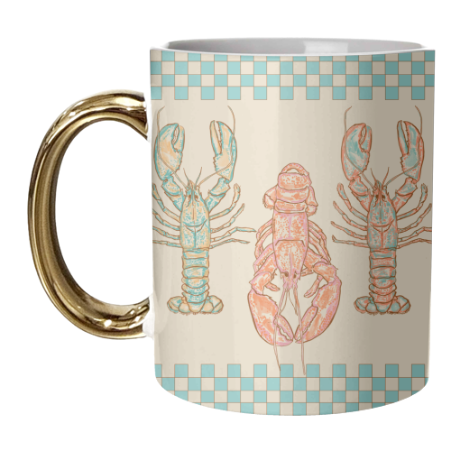 VIntage Pastel Lobster Core - unique mug by EZbie