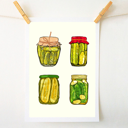 Vintage Pickles Jar Collection - A1 - A4 art print by EZbie