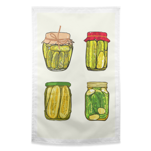 Vintage Pickles Jar Collection - funny tea towel by EZbie