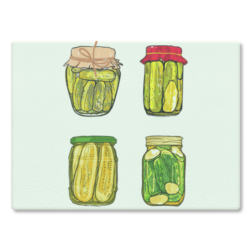 Vintage Pickles Jar Collection - glass chopping board by EZbie