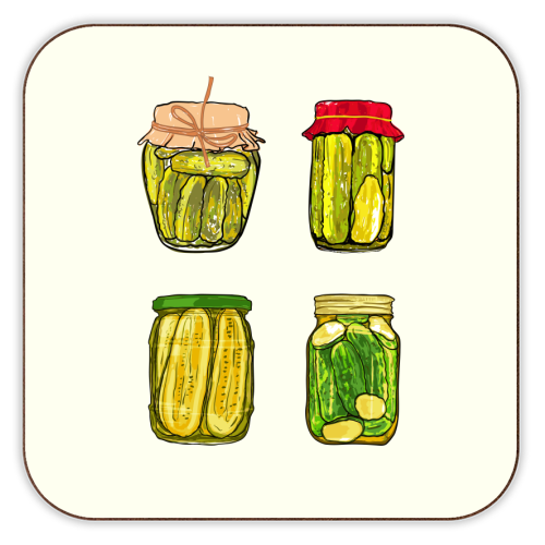 Vintage Pickles Jar Collection - personalised beer coaster by EZbie