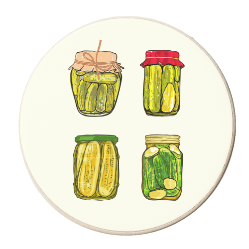 Vintage Pickles Jar Collection - personalised beer coaster by EZbie