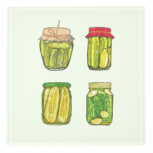 Vintage Pickles Jar Collection - personalised beer coaster by EZbie