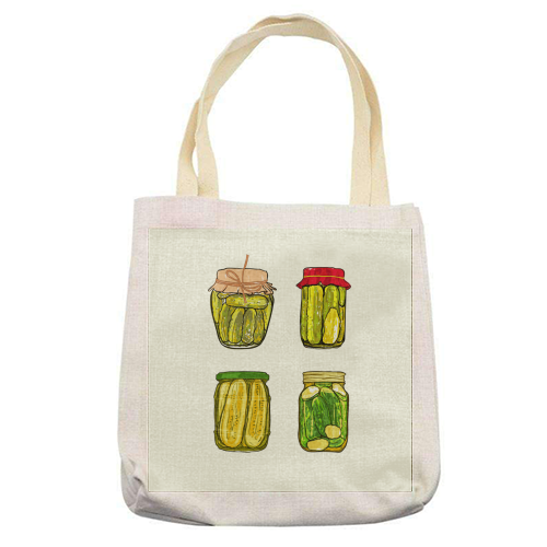 Vintage Pickles Jar Collection - printed canvas tote bag by EZbie