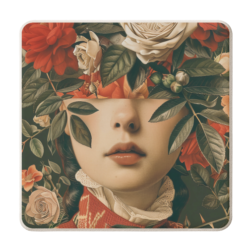 Vintage portrait with flowers - personalised beer coaster by haris kavalla