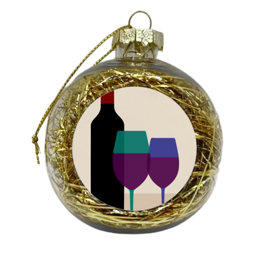 Vintage Red Wine - xmas bauble by InspiredImages