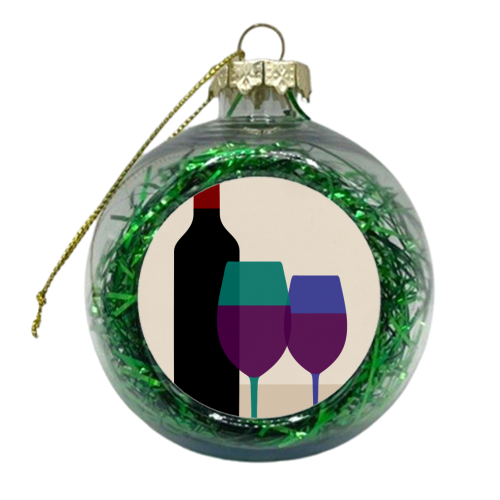 Vintage Red Wine - xmas bauble by InspiredImages