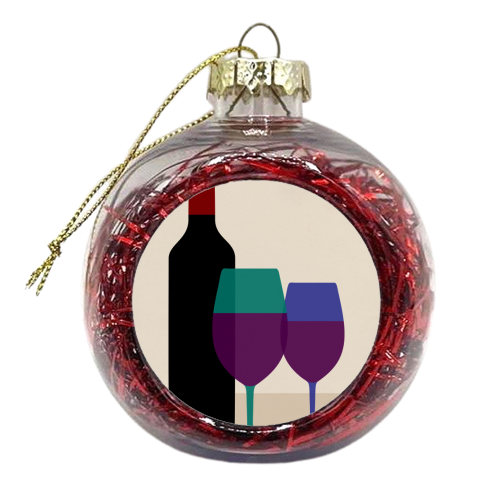 Vintage Red Wine - xmas bauble by InspiredImages