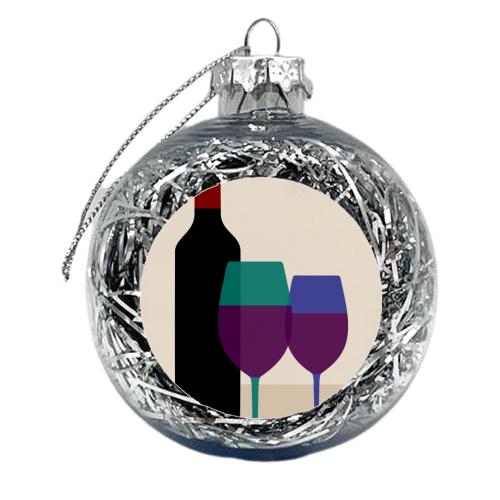Vintage Red Wine - xmas bauble by InspiredImages