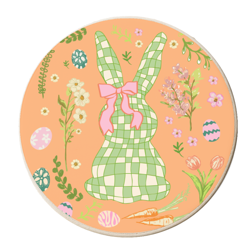 Vintage Spring Coquette Easter Bunny - personalised beer coaster by EZbie