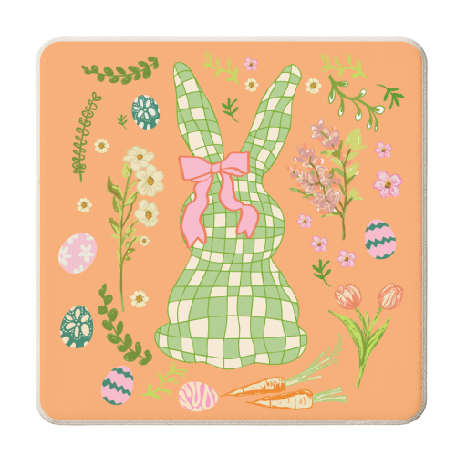 Vintage Spring Coquette Easter Bunny - personalised beer coaster by EZbie