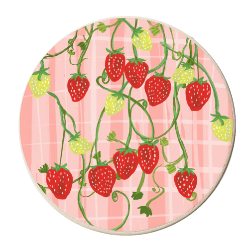 Vintage Strawberry Delight - personalised beer coaster by EZbie