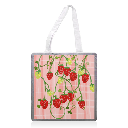 Vintage Strawberry Delight - printed canvas tote bag by EZbie
