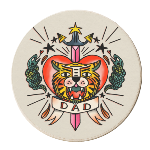VINTAGE TATTOO DAD - personalised beer coaster by Nichola Cowdery