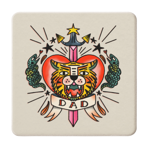 VINTAGE TATTOO DAD - personalised beer coaster by Nichola Cowdery