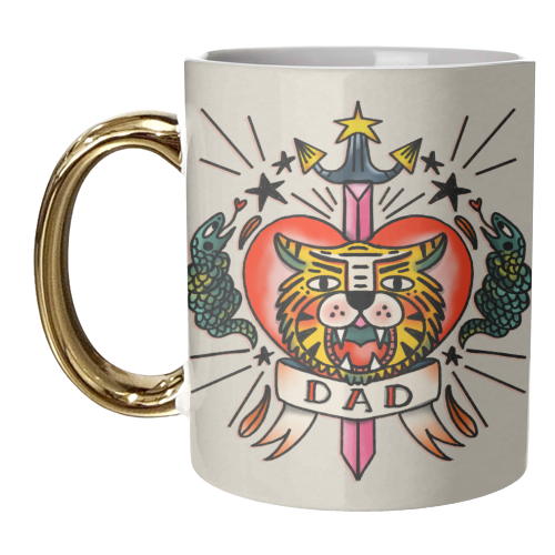 VINTAGE TATTOO DAD - unique mug by Nichola Cowdery