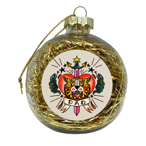 VINTAGE TATTOO DAD - xmas bauble by Nichola Cowdery