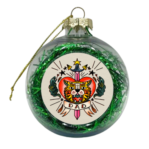VINTAGE TATTOO DAD - xmas bauble by Nichola Cowdery