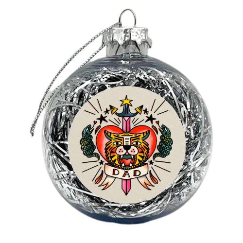 VINTAGE TATTOO DAD - xmas bauble by Nichola Cowdery