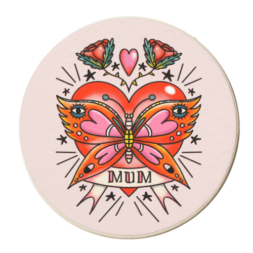 VINTAGE TATTOO MUM - personalised beer coaster by Nichola Cowdery