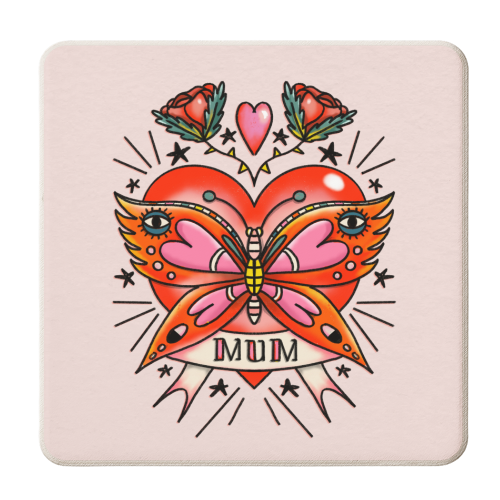 VINTAGE TATTOO MUM - personalised beer coaster by Nichola Cowdery