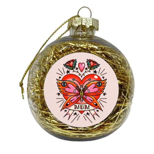VINTAGE TATTOO MUM - xmas bauble by Nichola Cowdery