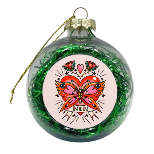 VINTAGE TATTOO MUM - xmas bauble by Nichola Cowdery