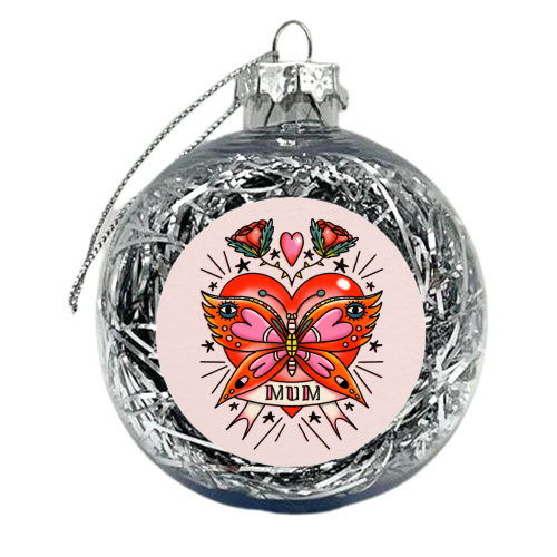 VINTAGE TATTOO MUM - xmas bauble by Nichola Cowdery