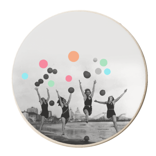 Vintage Women Black & White Photography | Balloons Freedom Feminism | Women's Rights Individuality - personalised beer coaster by Uma Prabhakar Gokhale