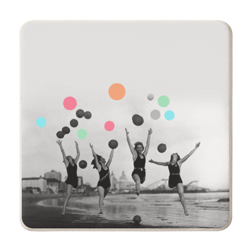 Vintage Women Black & White Photography | Balloons Freedom Feminism | Women's Rights Individuality - personalised beer coaster by Uma Prabhakar Gokhale