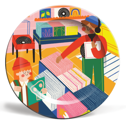 Vinyl Shop - ceramic dinner plate by AbiGoLucky