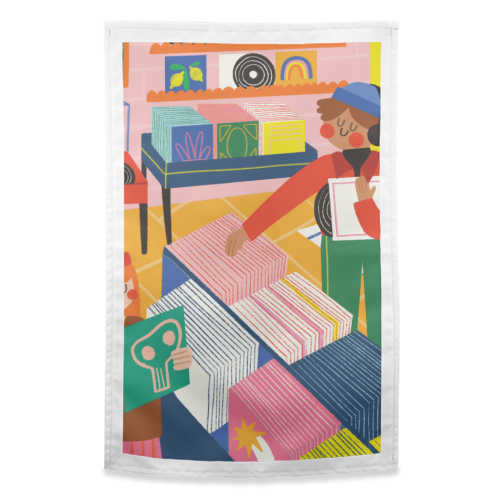 Vinyl Shop - funny tea towel by AbiGoLucky
