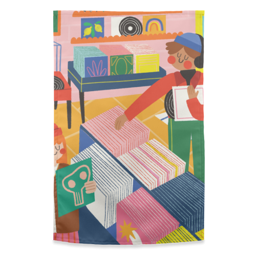 Vinyl Shop - funny tea towel by AbiGoLucky