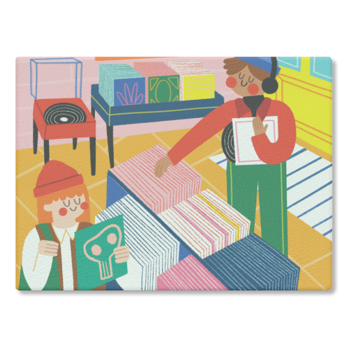 Vinyl Shop - glass chopping board by AbiGoLucky