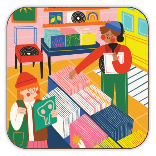 Vinyl Shop - personalised beer coaster by AbiGoLucky