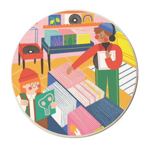 Vinyl Shop - personalised beer coaster by AbiGoLucky