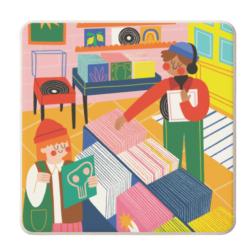 Vinyl Shop - personalised beer coaster by AbiGoLucky