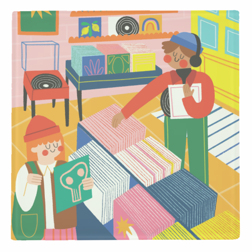 Vinyl Shop - personalised beer coaster by AbiGoLucky
