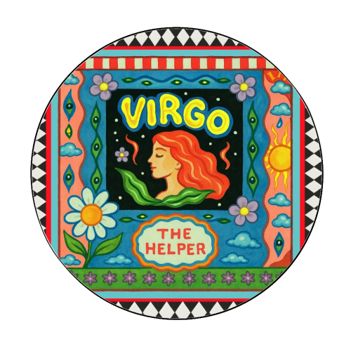 Virgo star sign - Circle Sticker by Wallace Elizabeth