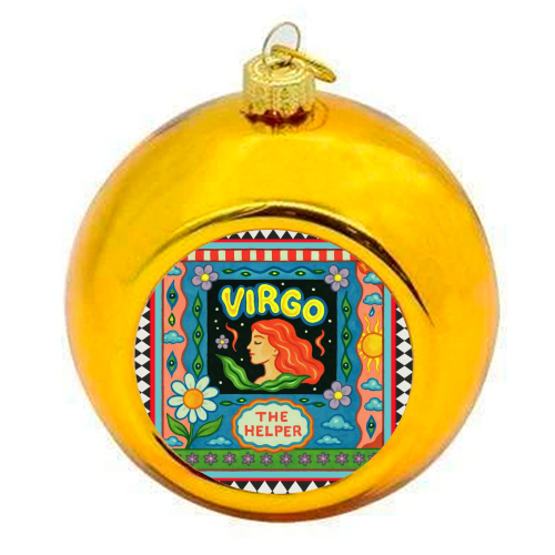 Virgo star sign - colourful christmas bauble by Wallace Elizabeth